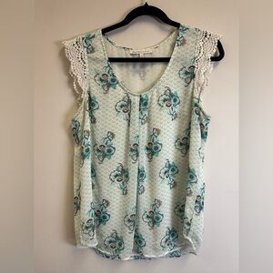 Daniel Rainn Blue Pleated Embellished Blouse